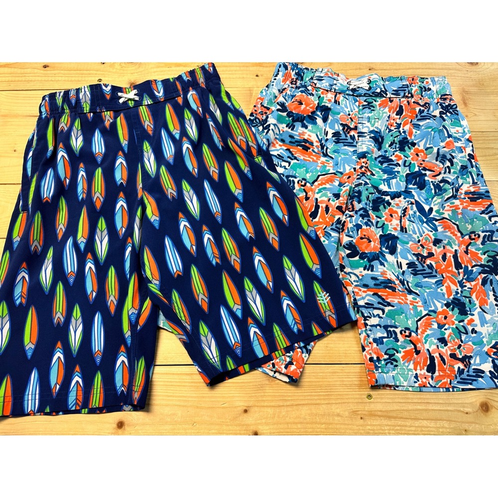 Coolibar Kids UPF‎ 50+ Swim Trunks Surfboards Floral Summer Vacation L